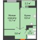 1 комнатная квартира 33,7 м² в ЖК Акварели-2, дом Литер 4 - планировка