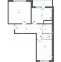 2 комнатная квартира 52,2 м² в ЖК Левенцовка парк, дом Корпус 8-12.2 - планировка