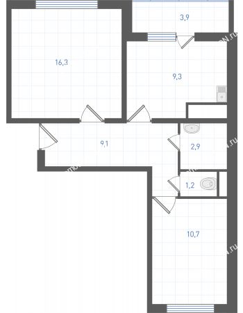 2 комнатная квартира 51,5 м² в ЖК Левенцовка парк, дом Корпус 8-12.2