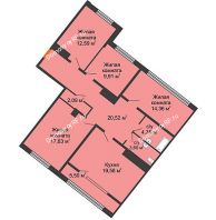 4 комнатная квартира 107,79 м², ЖК Сердце - планировка