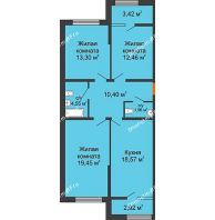 3 комнатная квартира 83,9 м² в ЖК Сердце, дом № 1 - планировка