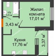 1 комнатная квартира 33,38 м² в ЖК Облака, дом Литер 2 - планировка