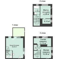 4 комнатный таунхаус 91 м² в КП Прага, дом № 6 (от 90 до 113 м2) - планировка