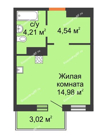 Студия 24,64 м² в ЖК Светлоград, дом Литер 22