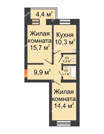 2 комнатная квартира 51,4 м² - Жилой дом по ул. Львовская, 33а