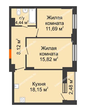2 комнатная квартира 59,46 м² - ЖК КМ Флагман