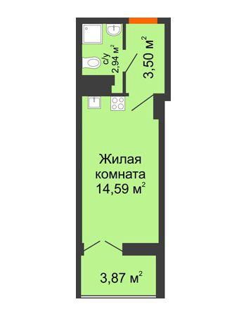 Студия 22,97 м² в ЖК Аврора, дом № 3