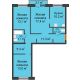 3 комнатная квартира 77,1 м² в ЖК Горки, дом 1 очередь - планировка