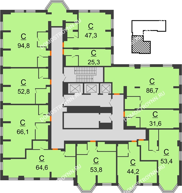Комплекс апартаментов KM TOWER PLAZA (КМ ТАУЭР ПЛАЗА) - планировка 18 этажа