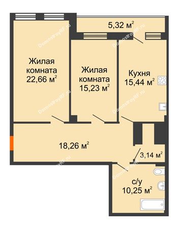 2 комнатная квартира 84,3 м² - ЖК 311