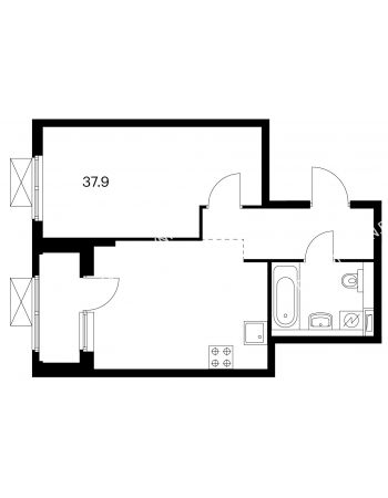 1 комнатная квартира 37,9 м² в ЖК Савин парк, дом корпус 3