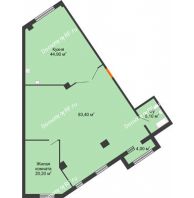 1 комнатная квартира 155,7 м², ЖК ROLE CLEF - планировка
