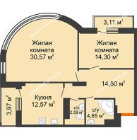 2 комнатная квартира 83,02 м², ЖК Командор - планировка