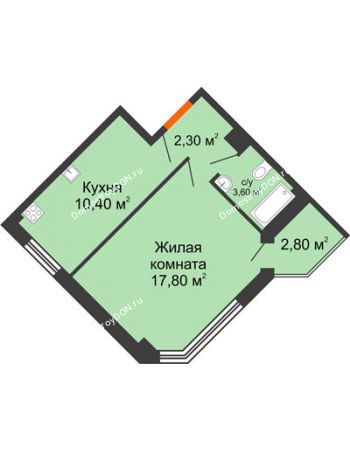 1 комнатная квартира 36,7 м² в ЖК Донские Просторы, дом Позиция 1