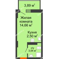 Студия 21,87 м² в ЖК Свобода, дом №2 - планировка