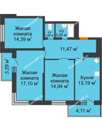 3 комнатная квартира 78,1 м² - ЖК Время
