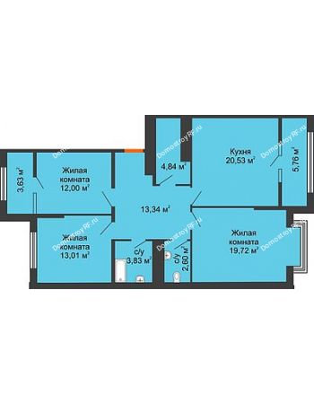 3 комнатная квартира 94,6 м² - ЖК Сердце