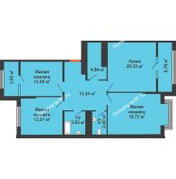 3 комнатная квартира 94,6 м² в ЖК Сердце, дом № 1 - планировка