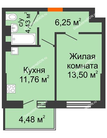 1 комнатная квартира 40,42 м² - ЖК Маршал