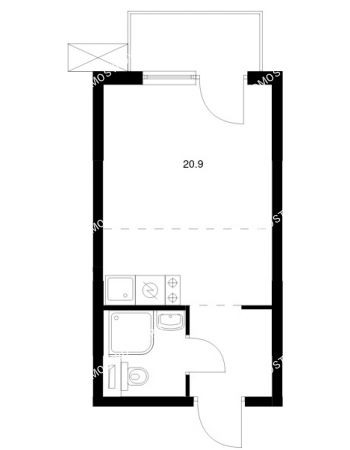 Студия 20,9 м² в ЖК Савин парк, дом корпус 8
