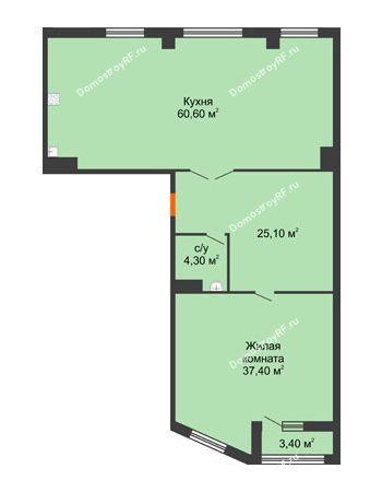 1 комнатная квартира 127 м² - ЖК ROLE CLEF