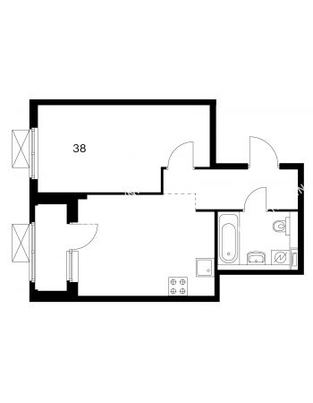 1 комнатная квартира 38 м² в ЖК Савин парк, дом корпус 3