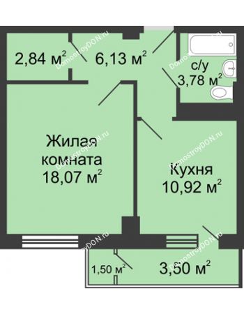 1 комнатная квартира 45,7 м² в ЖК НОРД-Премьер, дом № 12