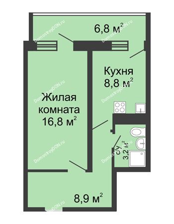 1 комнатная квартира 41,3 м² в ЖК Звезда Столицы, дом Литер 2