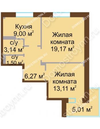 2 комнатная квартира 54,64 м² - ЖД Каскад на Даргомыжского