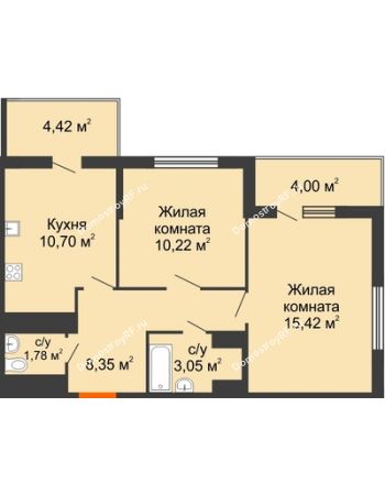 2 комнатная квартира 52,9 м² в ЖК Все свои VIP, дом Литер 5