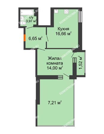 1 комнатная квартира 50,01 м² в ЖК Дом с террасами, дом № 6