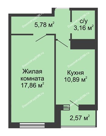 1 комнатная квартира 38,98 м² в ЖК Центральный, дом Литер 1