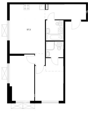 2 комнатная квартира 57,3 м² в ЖК Савин парк, дом корпус 8