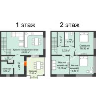 3 комнатный таунхаус 151 м² в КП Ясная Поляна, дом "Ванкувер" 151 м² - планировка