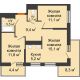 2 комнатная квартира 61,6 м² в ЖК Отражение, дом Литер 2.2 - планировка