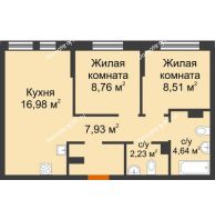 3 комнатная квартира 49,05 м² в ЖК Сердце Сибири, дом Квартал Геологов, ГП-2 - планировка