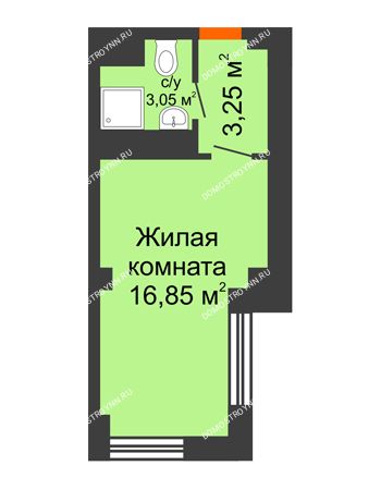 Студия 23,15 м² - Апартаменты Бирюза в Гордеевке