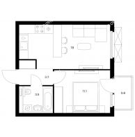 1 комнатная квартира 36,6 м² в ЖК Савин парк, дом корпус 6 - планировка