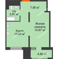 1 комнатная квартира 41,86 м² в ЖК NOVELLA (НОВЕЛЛА), дом Литер 6 - планировка