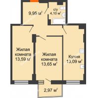 2 комнатная квартира 55,13 м² в ЖК Сердце Ростова 2, дом Литер 8 - планировка