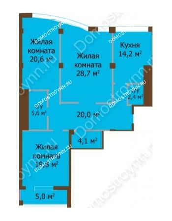3 комнатная квартира 120,4 м² - ЖК Бояр Палас
