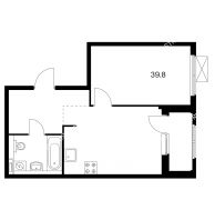 1 комнатная квартира 39,8 м² в ЖК Савин парк, дом корпус 4 - планировка