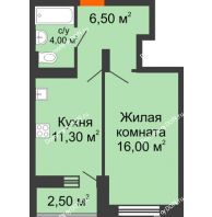 1 комнатная квартира 40,3 м² в ЖК На Тимошенко, дом № 1 - планировка