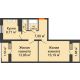 2 комнатная квартира 54,22 м² в ЖК Новая заря, дом Квартал 1, позиция 1 - планировка