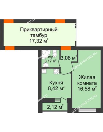 1 комнатная квартира 32,11 м² - ЖК Янтарный
