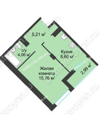 1 комнатная квартира 36,68 м² в ЖК На Вятской, дом № 3 (по генплану)