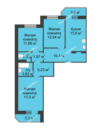 3 комнатная квартира 81,2 м² в ЖК Платовский, дом Литер 10