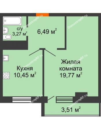 1 комнатная квартира 41,03 м² в ЖК Грин парк, дом Литер 3
