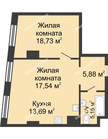 2 комнатная квартира 60,99 м² - ЖК Гранд Панорама