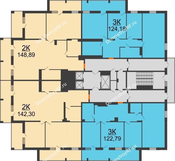 Планировка 21 этажа в доме Корпус 1 в ЖК Кристалл